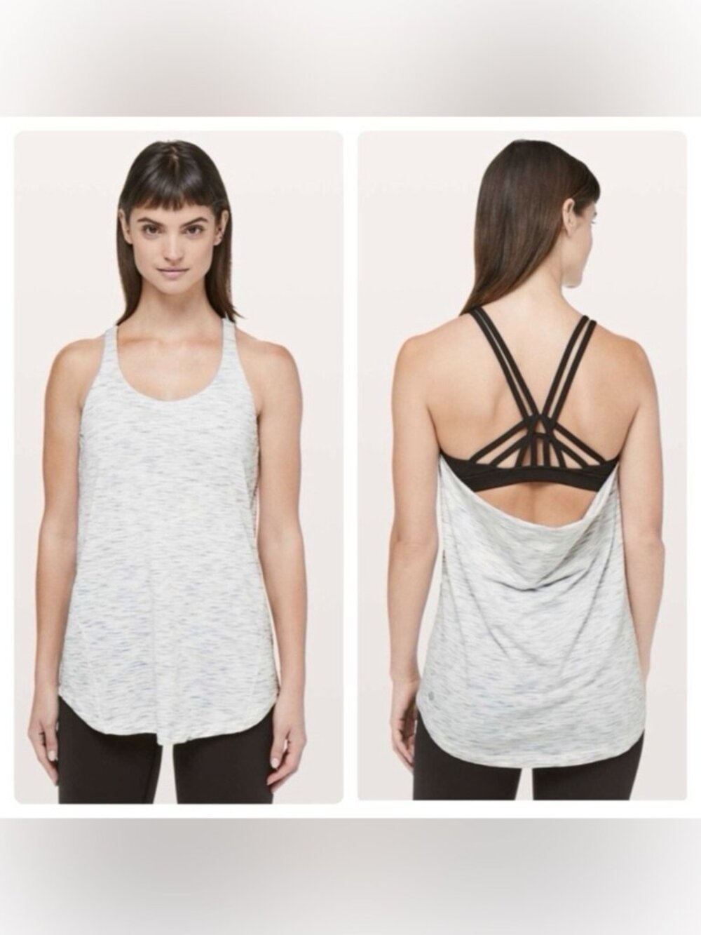 Lululemon Women's Size 6 grey & Black Two Layer Moment to Movement 2-in-1 Tank